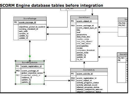 SCORM Engine database tables before integration